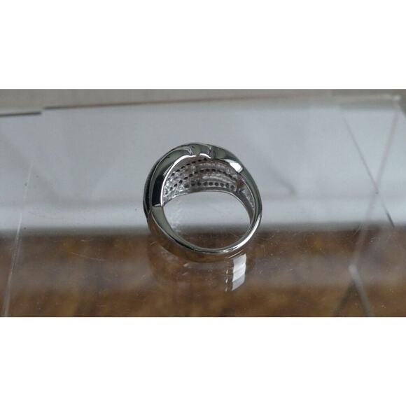 Sterling Silver Marcasite New Multi-Row Domed Ring QVC New Striped Band Size 8 - Picture 4 of 13